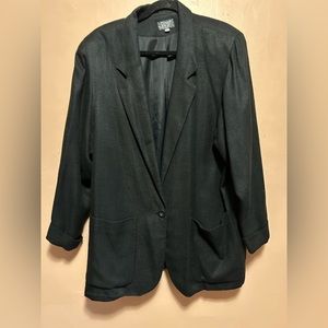 Vintage Black KGR Blazer Jacket, Long Sleeve, Single Button, Made in USA, Large
